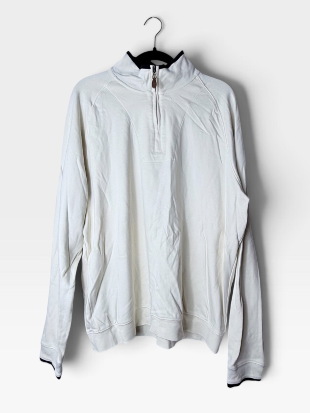 Bird Dog Bay Pima Cotton Men's Quarter Zip Size XL Creme Long Sleeve Fall (W)